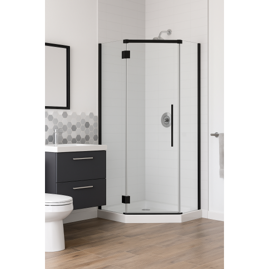 1000*1000*2050mm Black Frameless Diamond Shower Box